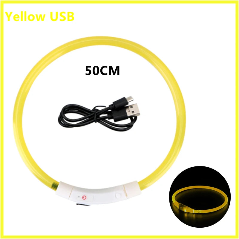 GlowPaw™ LED Pet Collar – USB Rechargeable, Adjustable & Waterproof Night Safety Light for Dogs and Cats