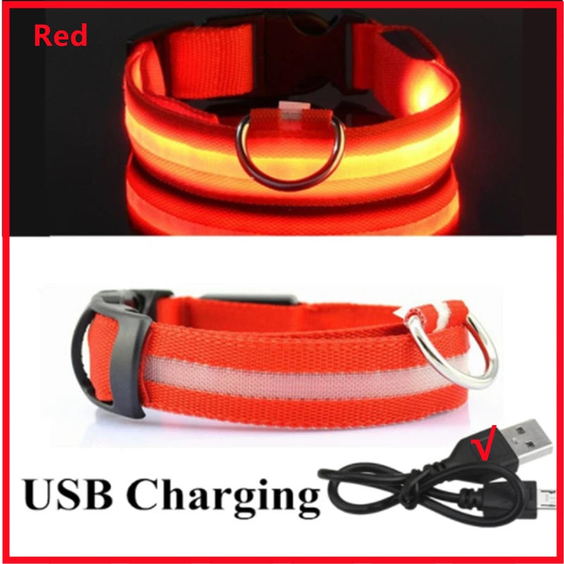 GlowPaw™ LED Pet Collar – USB Rechargeable, Adjustable & Waterproof Night Safety Light for Dogs and Cats